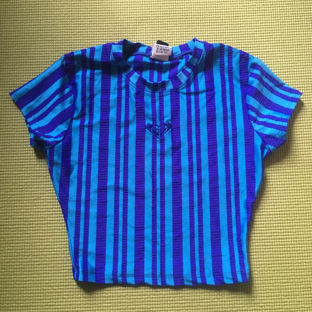 Roxy blue striped rash guard size S